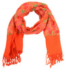 Sanskriti Vintage Long Orange Pure Woolen Shawl Handmade Ari Work Scarf Stole