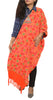 Sanskriti Vintage Long Orange Pure Woolen Shawl Handmade Ari Work Scarf Stole
