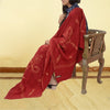 Sanskriti Vintage Long Dark Red Pure Woollen Shawl Handmade Suzani Scarf Stole