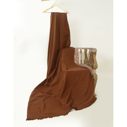 Sanskriti Vintage Brown Long Solid Woolen Shawl Reversible Scarf Throw Stole
