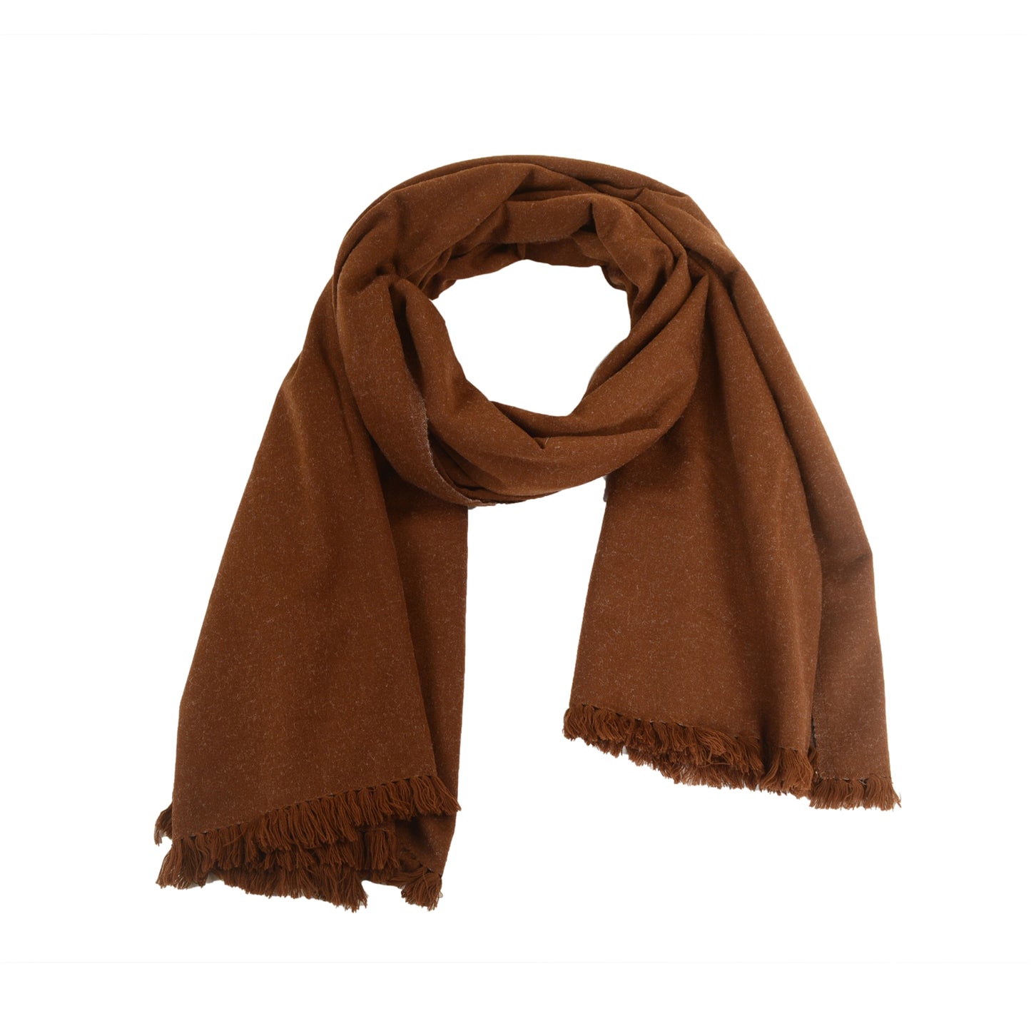 Sanskriti Vintage Brown Long Solid Woolen Shawl Reversible Scarf Throw Stole
