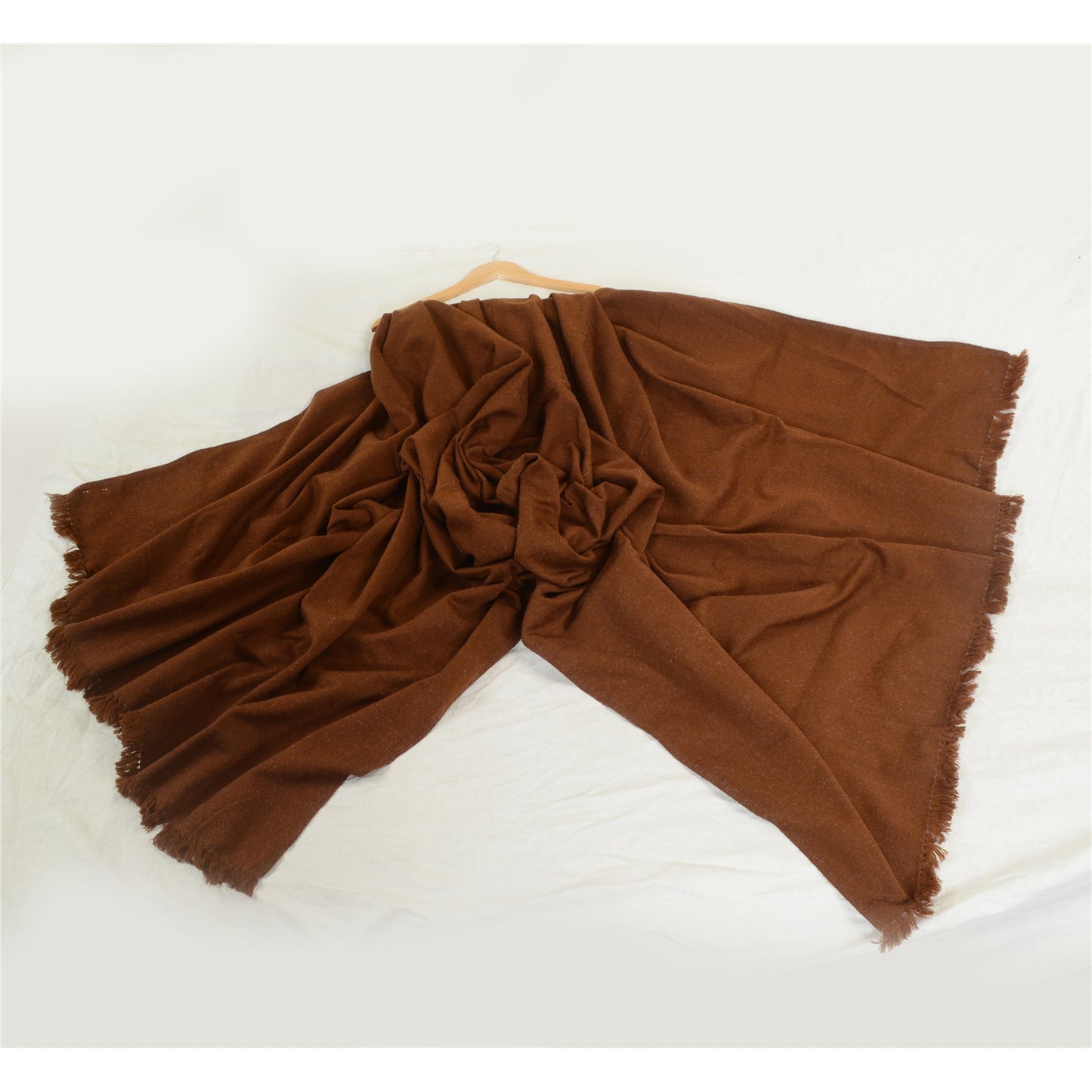 Sanskriti Vintage Brown Long Solid Woolen Shawl Reversible Scarf Throw Stole