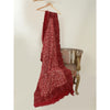 Sanskriti Vintage Long Dark Red Pure Woollen Shawl Handmade Ari Work Scarf Stole