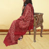 Sanskriti Vintage Long Dark Red Pure Woollen Shawl Handmade Ari Work Scarf Stole