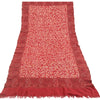 Sanskriti Vintage Long Dark Red Pure Woollen Shawl Handmade Ari Work Scarf Stole