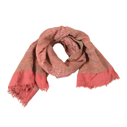 Sanskriti Vintage Pink Long Pure Woollen Shawl Handmade Ari Scarf Throw Stole