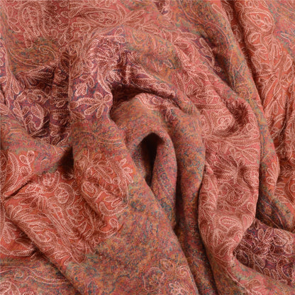 Sanskriti Vintage Pink Long Pure Woollen Shawl Handmade Ari Scarf Throw Stole