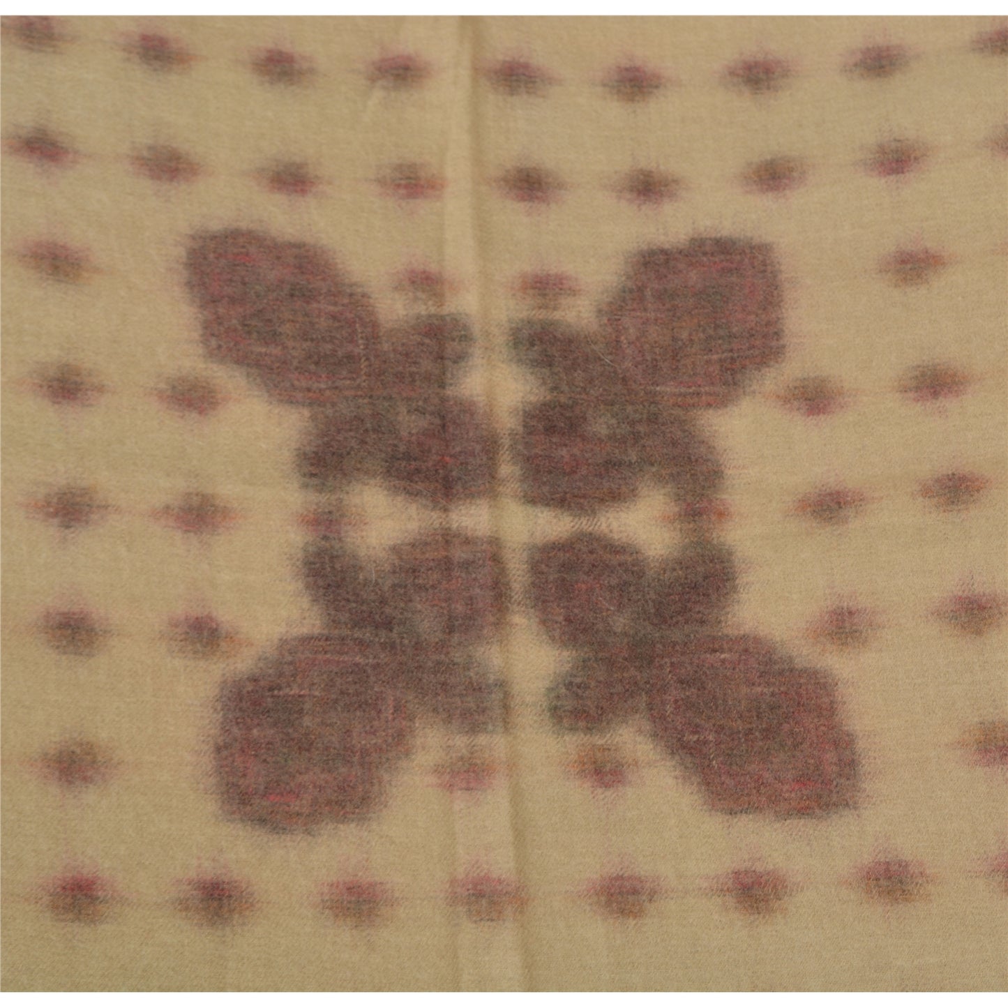 Sanskriti Vintage Long Ivory Pure Woollen Woven Shawl Scarf Throw Floral Stole