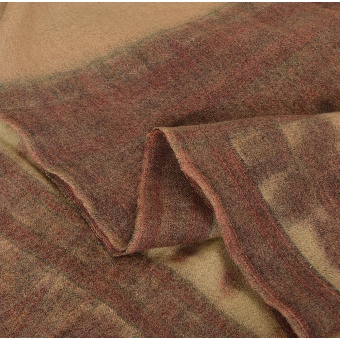 Sanskriti Vintage Long Ivory Pure Woollen Woven Shawl Scarf Throw Floral Stole