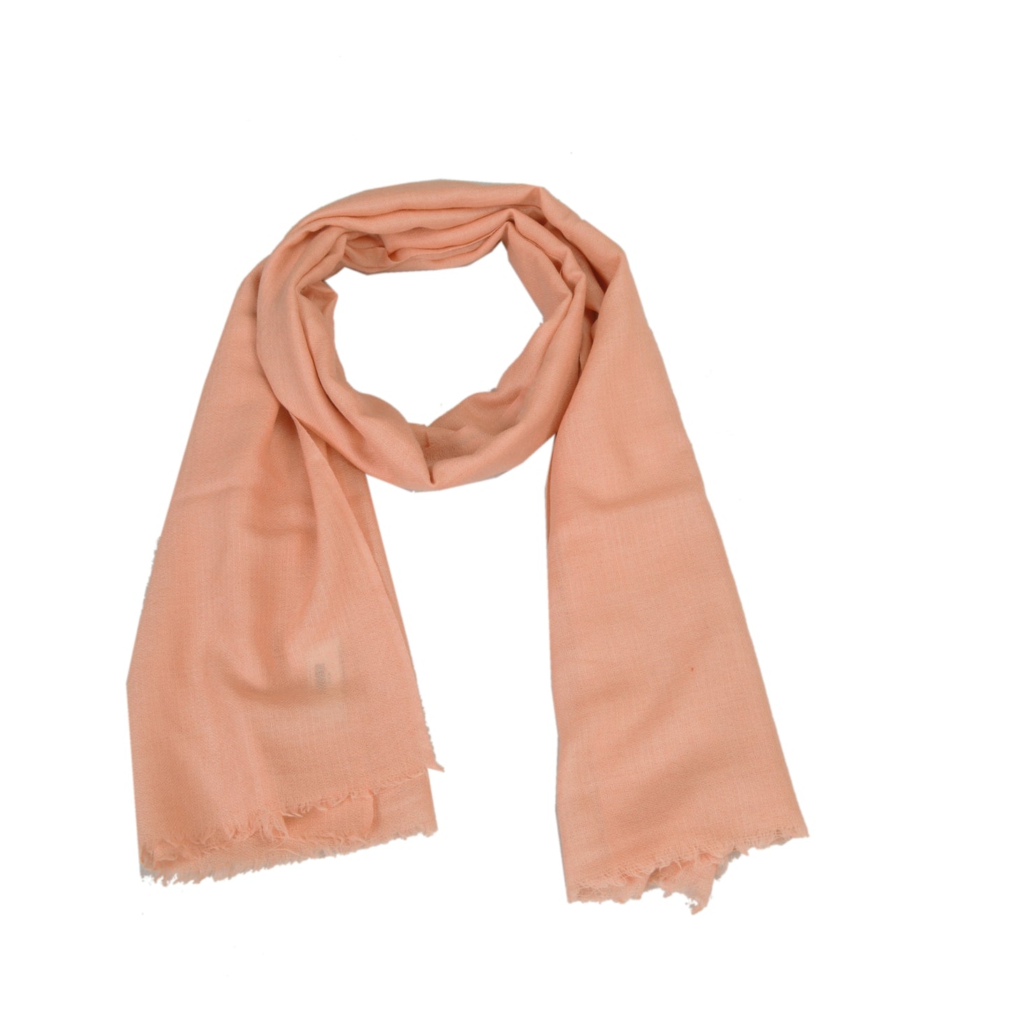 Sanskriti Vintage Long Pure Woolen Shawl Scarf Peach Woven Soft Throw Stole
