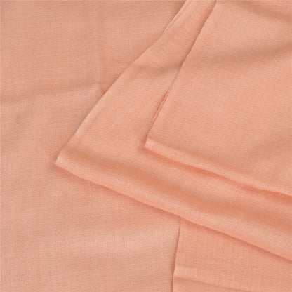 Sanskriti Vintage Long Pure Woolen Shawl Scarf Peach Woven Soft Throw Stole