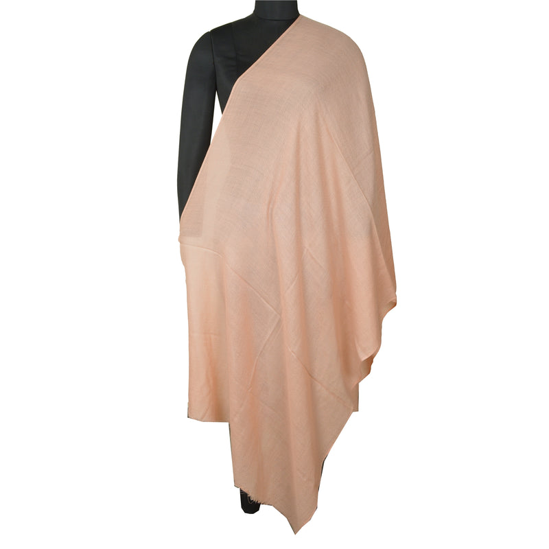 Sanskriti Vintage Long Pure Woolen Shawl Scarf Peach Woven Soft Throw Stole