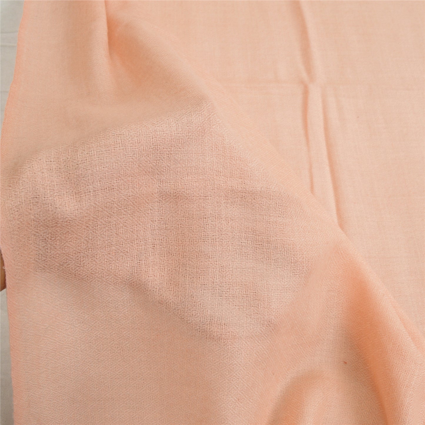 Sanskriti Vintage Long Pure Woolen Shawl Scarf Peach Woven Soft Throw Stole