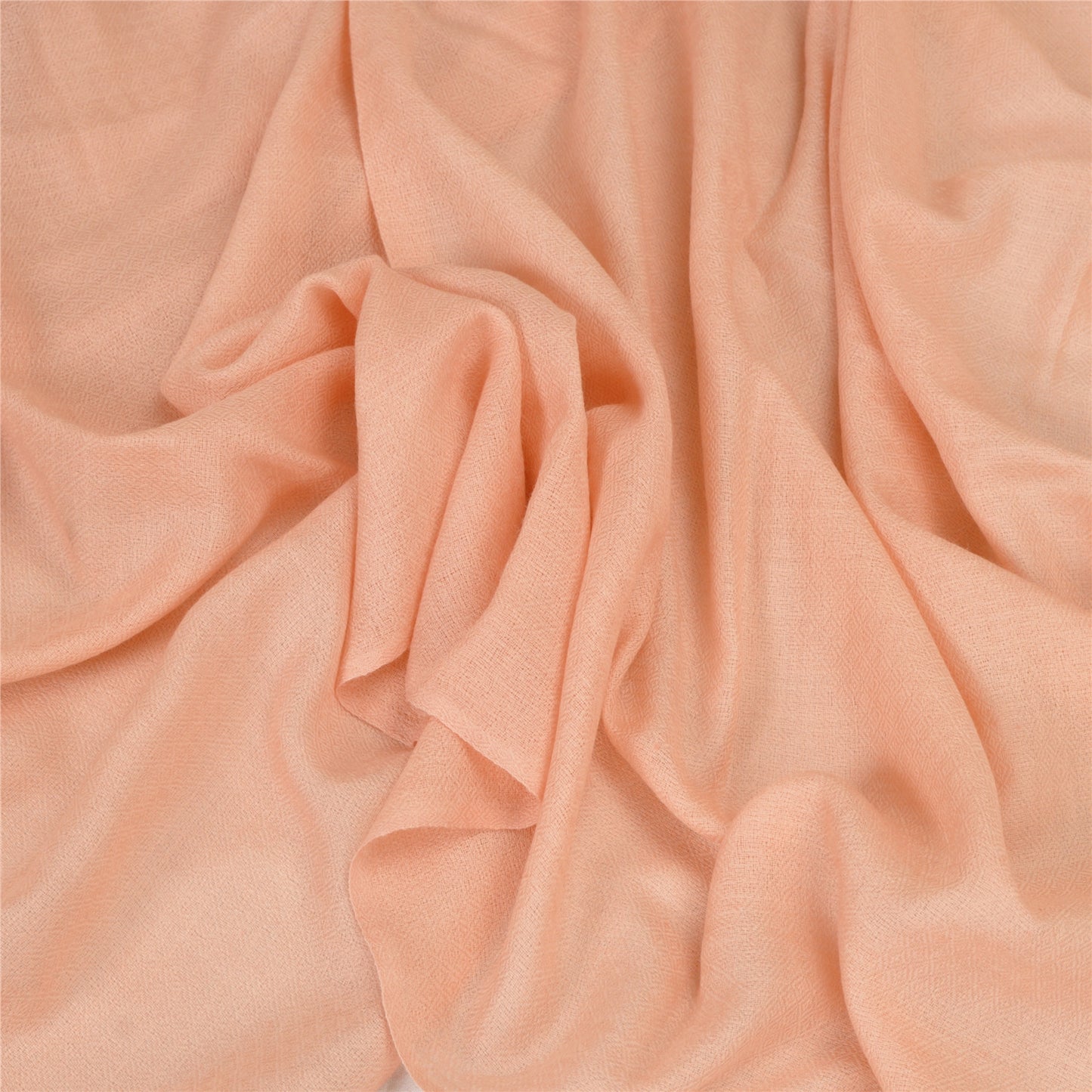 Sanskriti Vintage Long Pure Woolen Shawl Scarf Peach Woven Soft Throw Stole