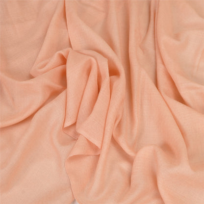 Sanskriti Vintage Long Pure Woolen Shawl Scarf Peach Woven Soft Throw Stole