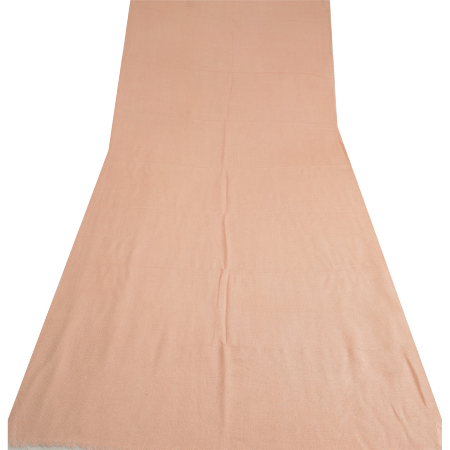Sanskriti Vintage Long Pure Woolen Shawl Scarf Peach Woven Soft Throw Stole