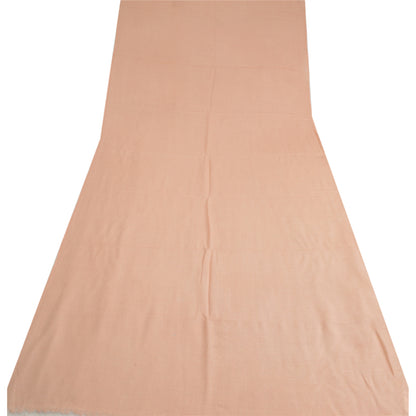 Sanskriti Vintage Long Pure Woolen Shawl Scarf Peach Woven Soft Throw Stole
