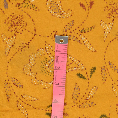 Sanskriti Vintage Saffron Pure Woollen Shawl Handmade Kantha Long Throw Stole