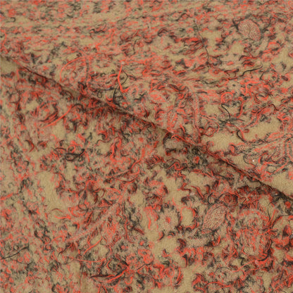 Sanskriti Vintage Long Brown Pure Woollen Hand Woven Shawl Scarf Throw Stole