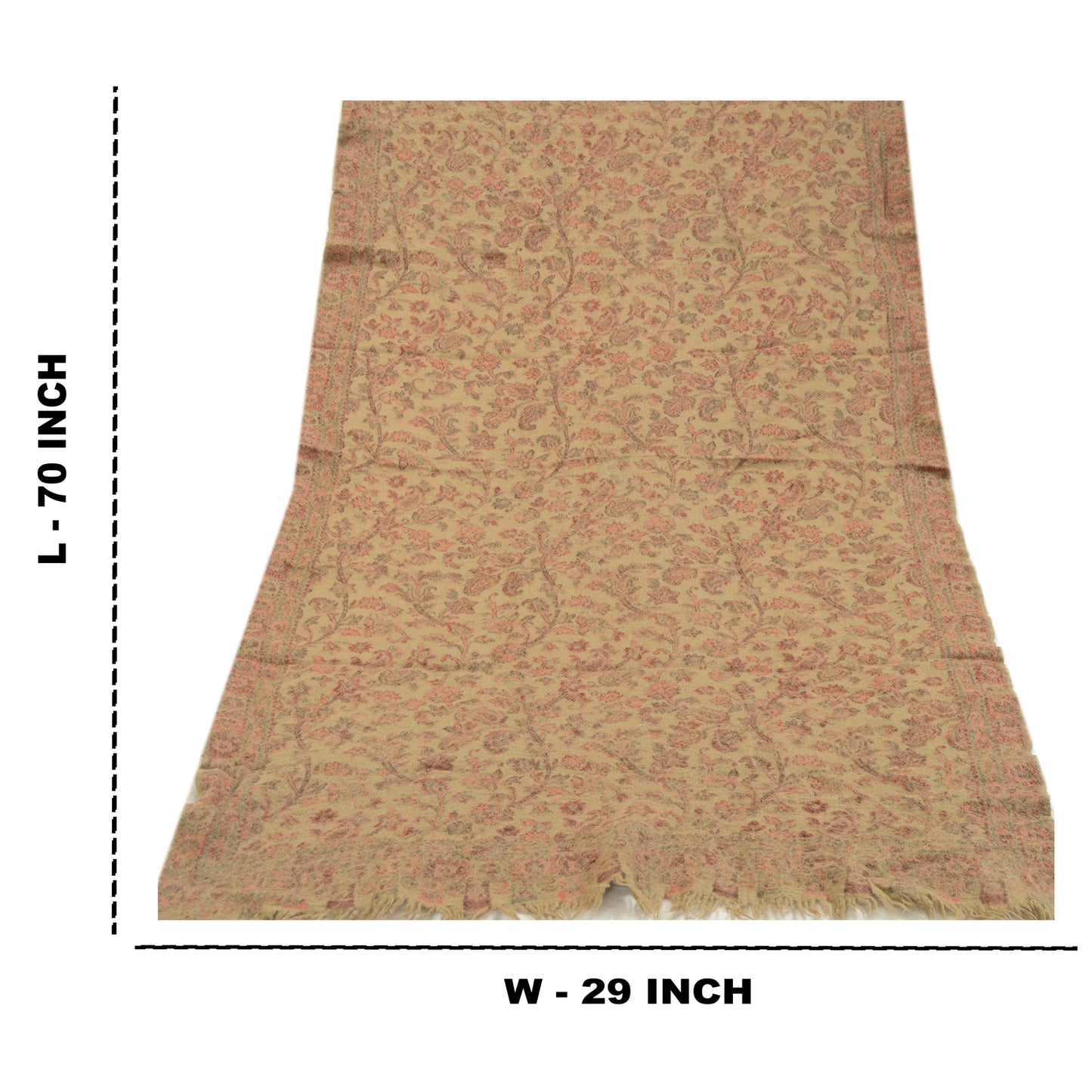 Sanskriti Vintage Long Brown Pure Woollen Hand Woven Shawl Scarf Throw Stole