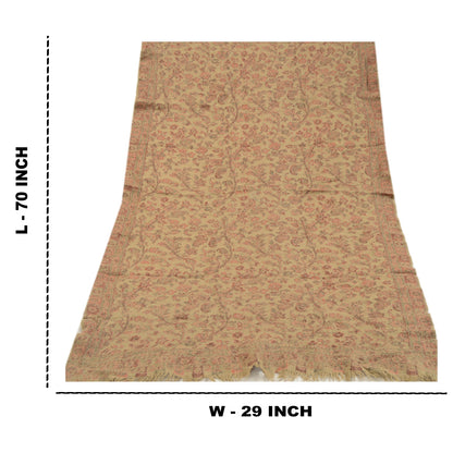 Sanskriti Vintage Long Brown Pure Woollen Hand Woven Shawl Scarf Throw Stole