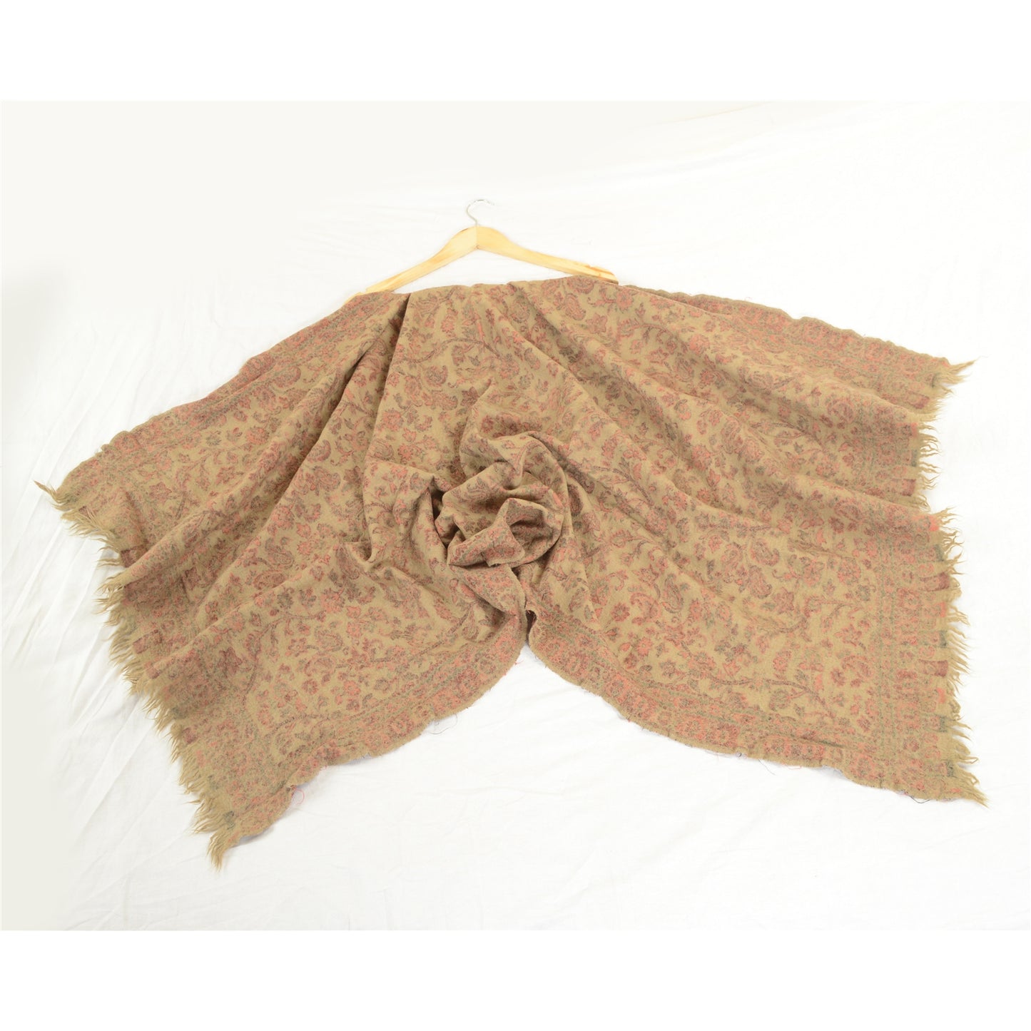 Sanskriti Vintage Long Brown Pure Woollen Hand Woven Shawl Scarf Throw Stole