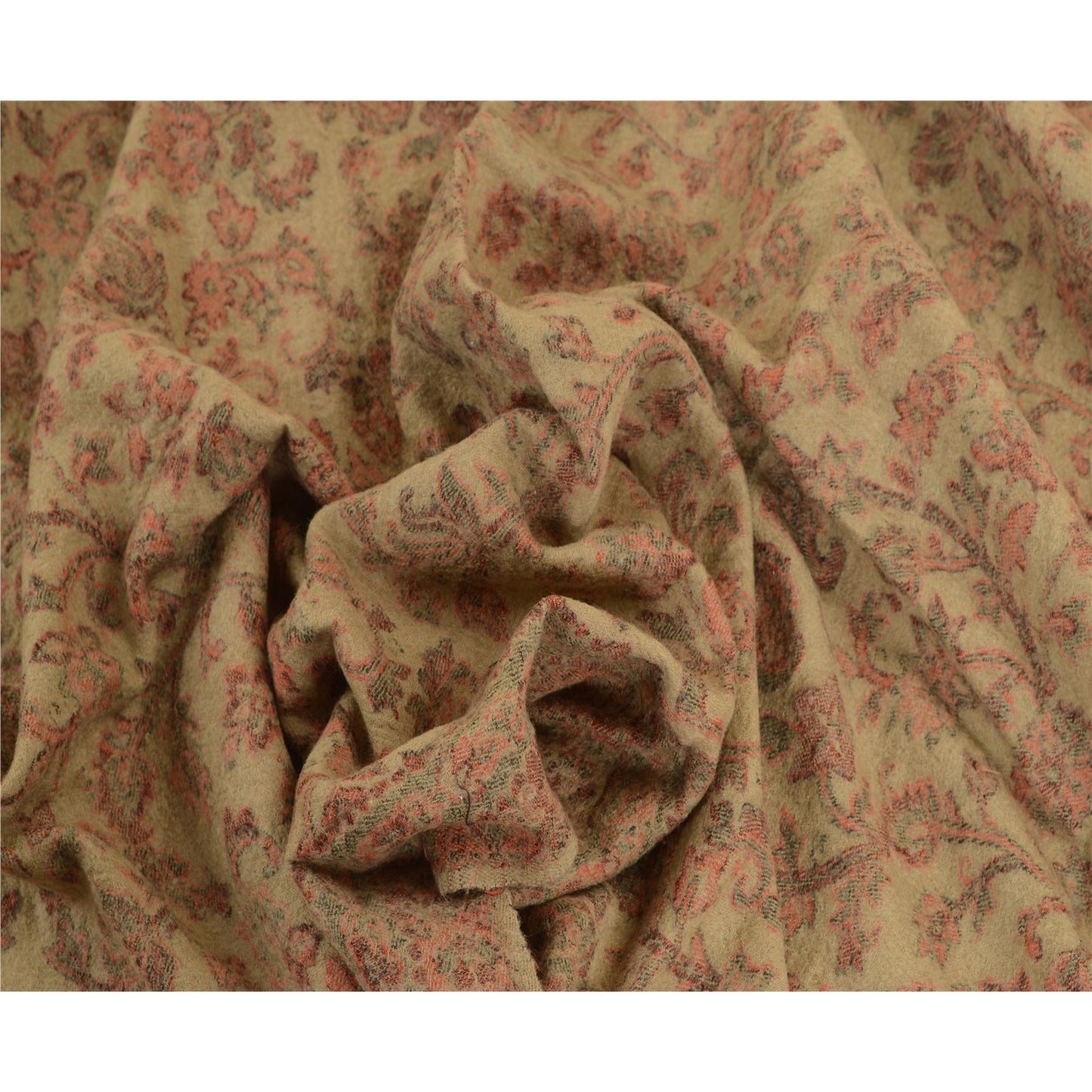 Sanskriti Vintage Long Brown Pure Woollen Hand Woven Shawl Scarf Throw Stole