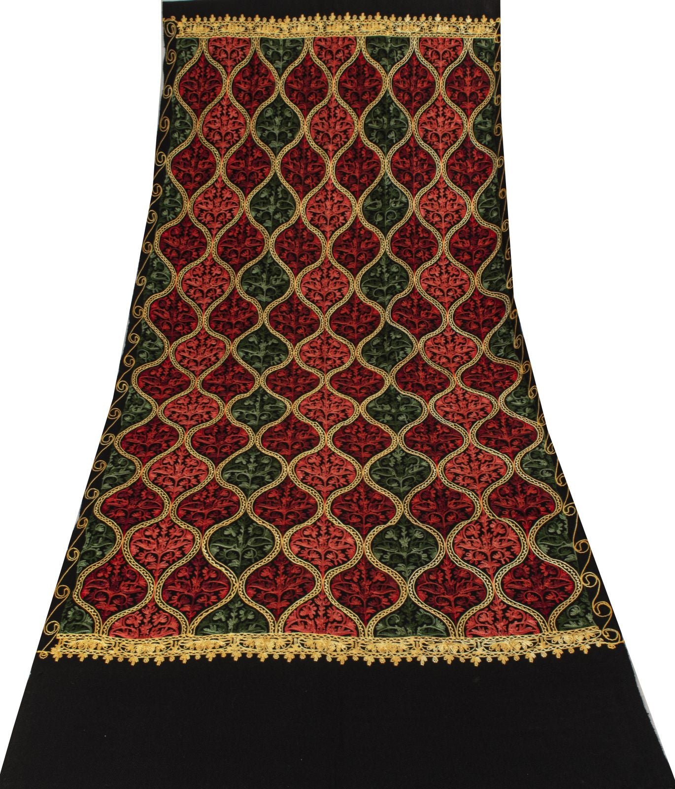 Sanskriti Vintage Black Soft Woolen Shawl Kashmiri Aari Embroidered Stole Wrap