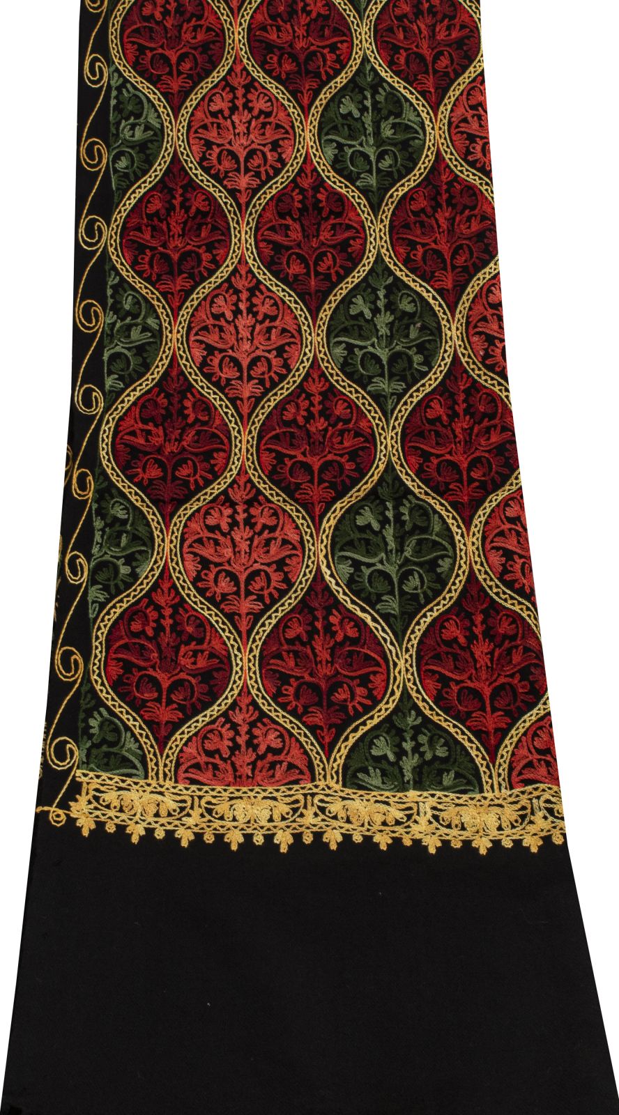 Sanskriti Vintage Black Soft Woolen Shawl Kashmiri Aari Embroidered Stole Wrap