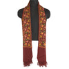 Sanskriti Vintage Long Pure Woolen Dark Red Shawl Handmade Ari Work Scarf Stole