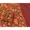 Sanskriti Vintage Long Pure Woolen Dark Red Shawl Handmade Ari Work Scarf Stole