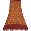 Sanskriti Vintage Long Pure Woolen Dark Red Shawl Handmade Ari Work Scarf Stole