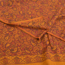 Load image into Gallery viewer, Sanskriti Vintage Long Saffron Woolen Shawl Woven Scarf Throw Soft Stole

