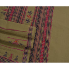 Load image into Gallery viewer, Sanskriti Vintage Long Green Woolen Shawl Hand Embroidered Scarf Throw Stole
