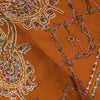 Sanskriti Vintage Long Pure Woolen Orange Shawl Handmade Suzani Scarf Stole