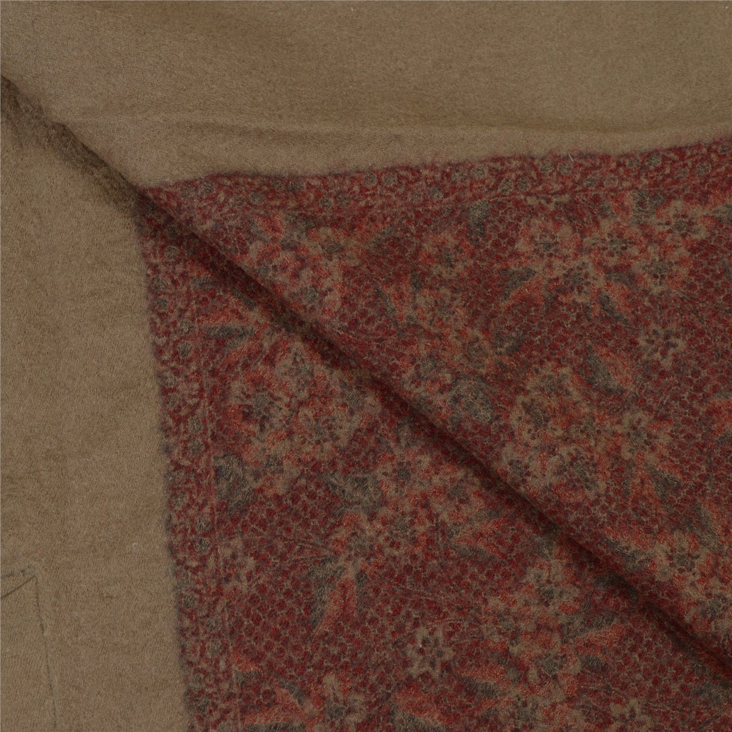 Sanskriti Vintage Long Brown Pure Woolen Shawl Woven Throw Scarf Wrap Stole