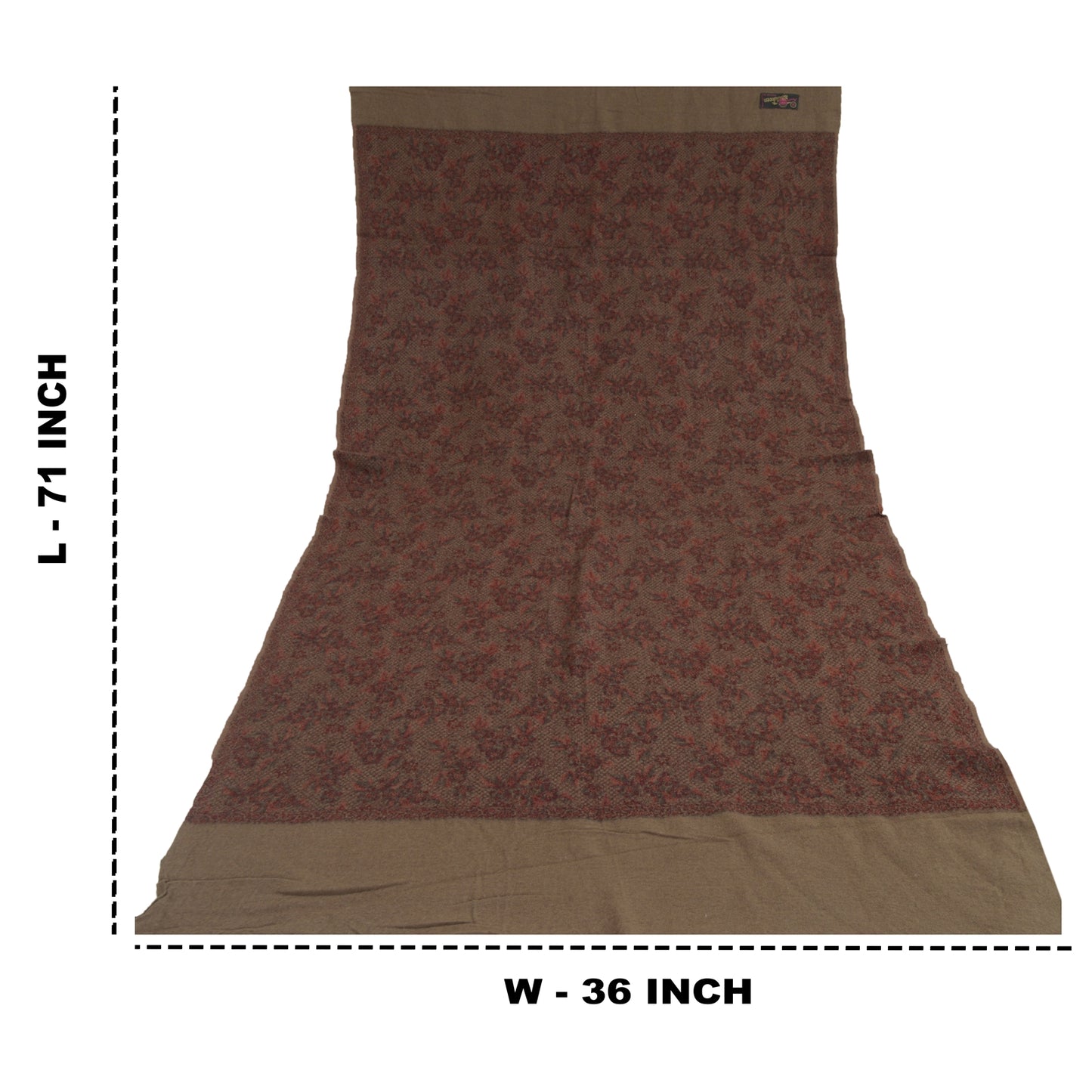 Sanskriti Vintage Long Brown Pure Woolen Shawl Woven Throw Scarf Wrap Stole
