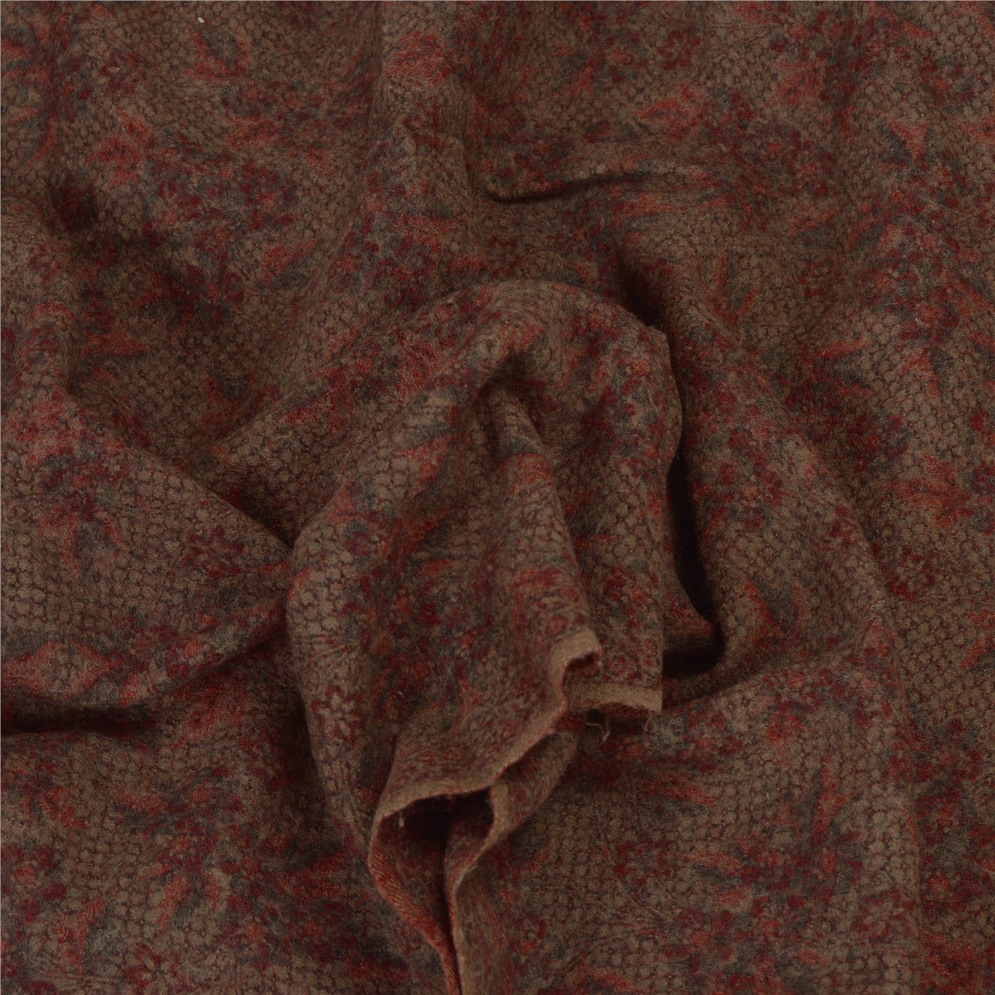Sanskriti Vintage Long Brown Pure Woolen Shawl Woven Throw Scarf Wrap Stole
