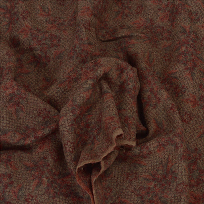 Sanskriti Vintage Long Brown Pure Woolen Shawl Woven Throw Scarf Wrap Stole