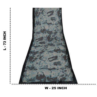 Sanskriti Vintage Long Blue & Black Pure Woolen Shawl Women Printed Throw Stole