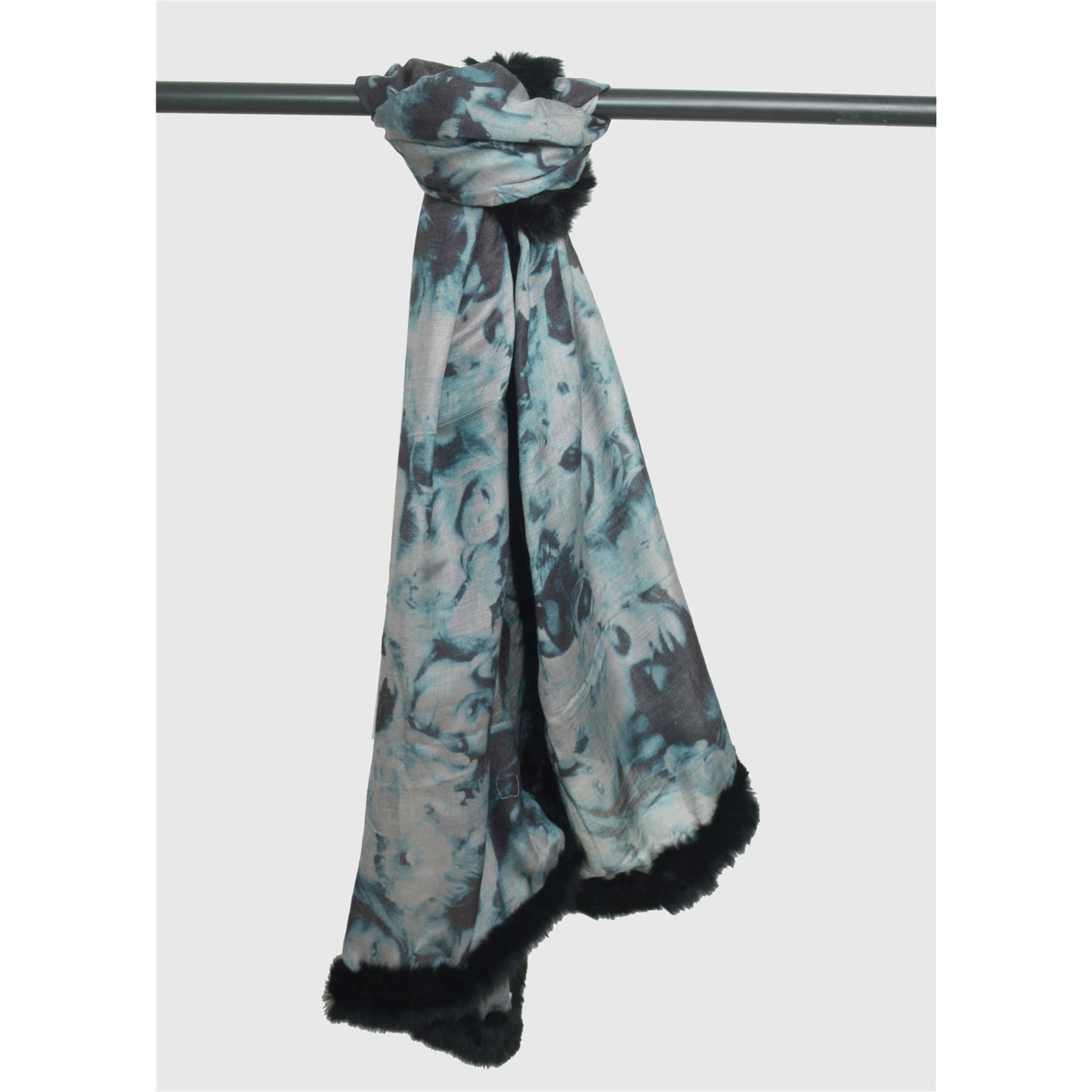 Sanskriti Vintage Long Blue & Black Pure Woolen Shawl Women Printed Throw Stole