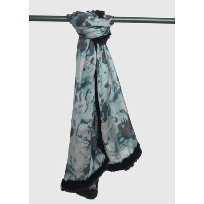 Sanskriti Vintage Long Blue & Black Pure Woolen Shawl Women Printed Throw Stole