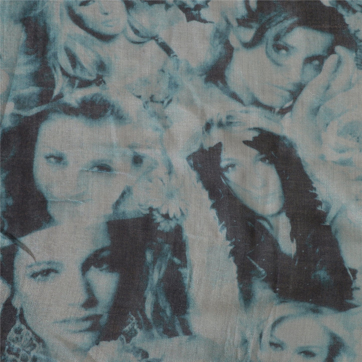 Sanskriti Vintage Long Blue & Black Pure Woolen Shawl Women Printed Throw Stole