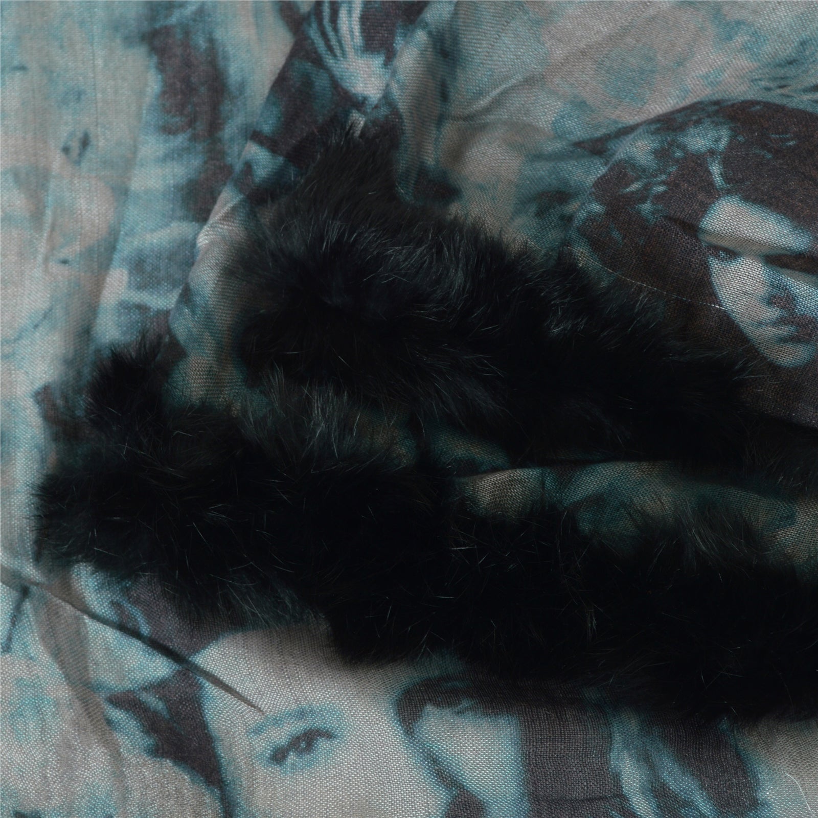 Sanskriti Vintage Long Blue & Black Pure Woolen Shawl Women Printed Throw Stole