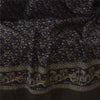 Sanskriti Vintage Long Black Pure Woolen Shawl Hand Woven Floral Head Scarf Veil