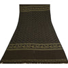 Sanskriti Vintage Long Black Pure Woolen Shawl Hand Woven Floral Head Scarf Veil