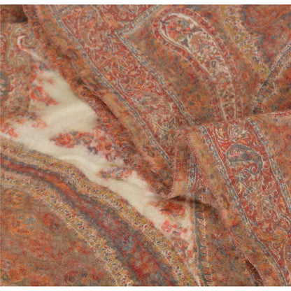 Sanskriti Vintage Pure Woolen KashmiriShawl Woven Multi Stole Scarf Warm Veil