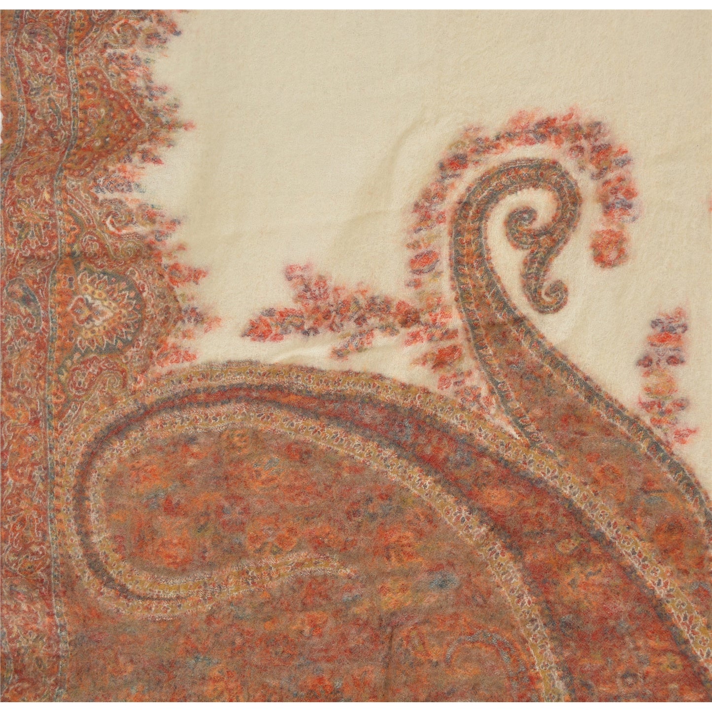 Sanskriti Vintage Pure Woolen KashmiriShawl Woven Multi Stole Scarf Warm Veil
