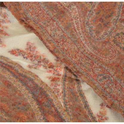 Sanskriti Vintage Pure Woolen KashmiriShawl Woven Multi Stole Scarf Warm Veil