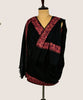 Sanskriti Vintage Long Black Pure Woolen Embroidery Aari Shawl Scarf Throw Stole